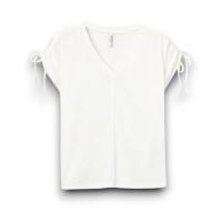 Camiseta Pepita Blanca Tiffosi Mujer | Cuello V Lazada Manga Corta | Básica Viscosa Poliéster - details 5