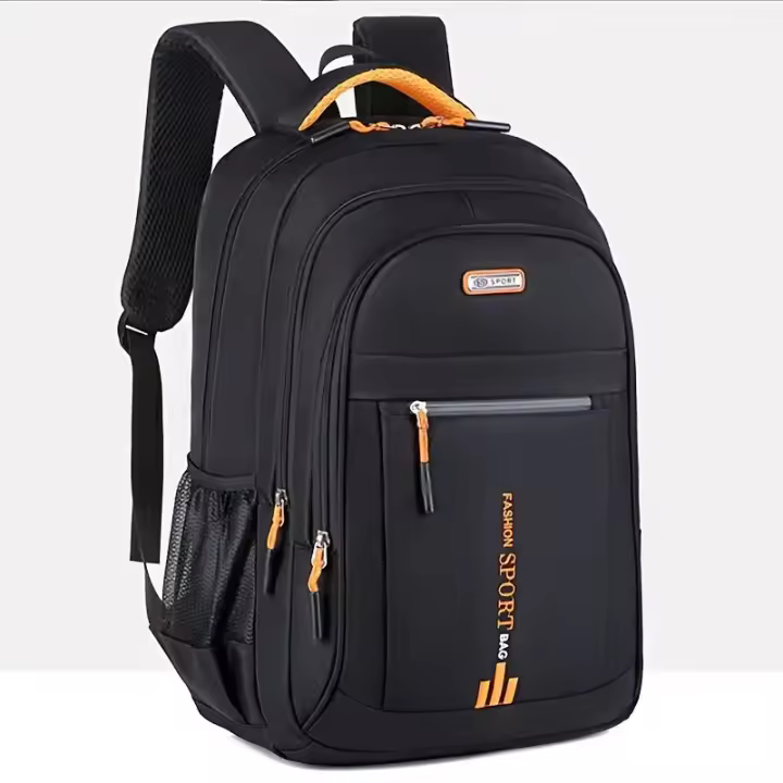 Mochila de viaje para hombre de gran capacidad, nailon resistente, correas de hombro ajustables, múltiples compartimentos, ideal para negocios y escuela, color negro. - 1