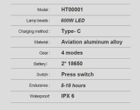 Linterna Frontal LED Potente 20000000LM Recargable Con Luz Fluorescente Para Pesca Y Actividades Al Aire Libre Resistente Al Agua - details 20