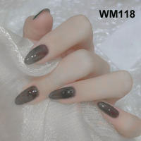 24pcs/set Uñas Postizas De Talla Grande En Rosa Gris Y Marrón Estilo Francés Y Almendrado Para Otoño E Invierno Decoración De Uñas Press on Falsas Acrílicas - details 1