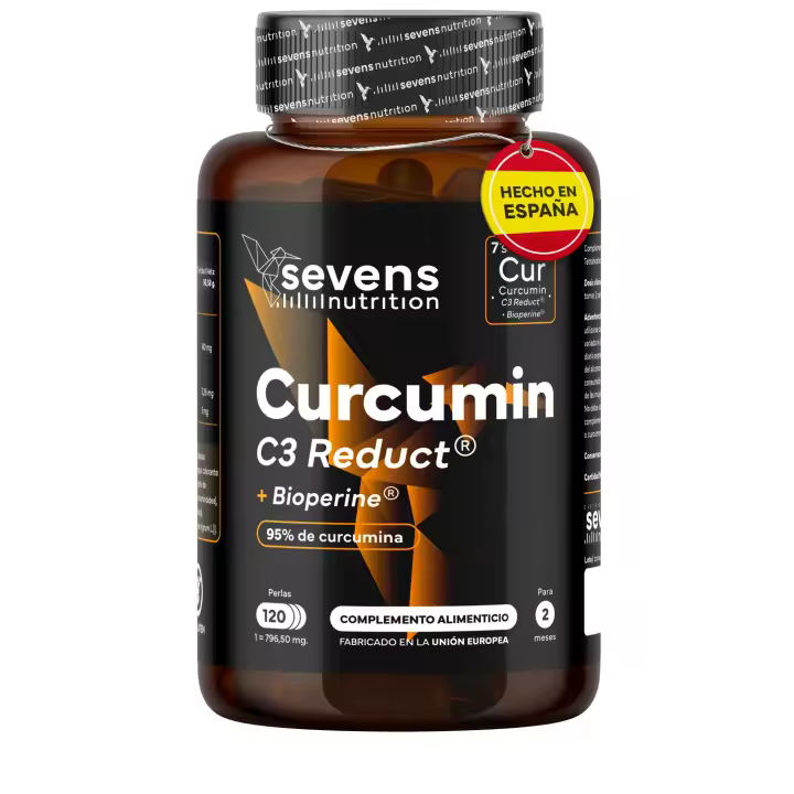 Cúrcuma con Pimienta Negra – Curcumina C3 Reduct® + BioPerine® – Alta Biodisponibilidad – Con Aceite de Oliva Virgen Extra y MCT – 120 Cápsulas Softgel - SEVENS NUTRITION - 1