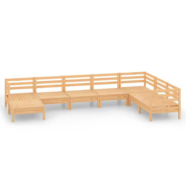 vidaXL Juego de muebles de jardín 8 piezas madera maciza de pino - 1