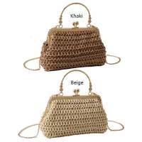 Bolso De Noche Elegante Para Mujer Con Cadena Dorada Bolso De Mano Tejido Manual Para Fiesta Banquete Clutch De Hombro Cruzado - details 8