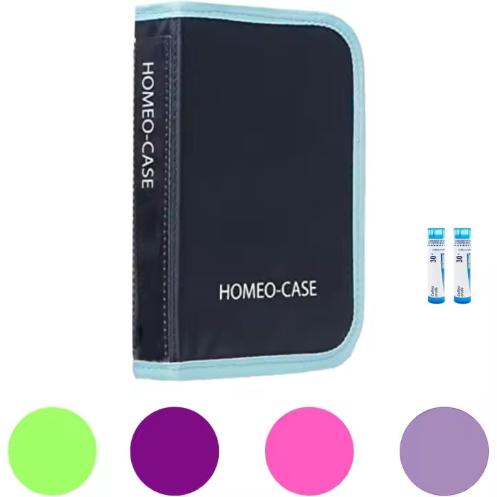 HOMEO-Case  Estuche de Homeopatía con 40 Espacios para Tubos de 4 Gramos de Boiron  Estuche Tubos de Homeopatía  Color Azul (No Incluye Tubos)  Cerrado 21 x 14,5 cm  Abierto 48,5 x 21 cm - 1
