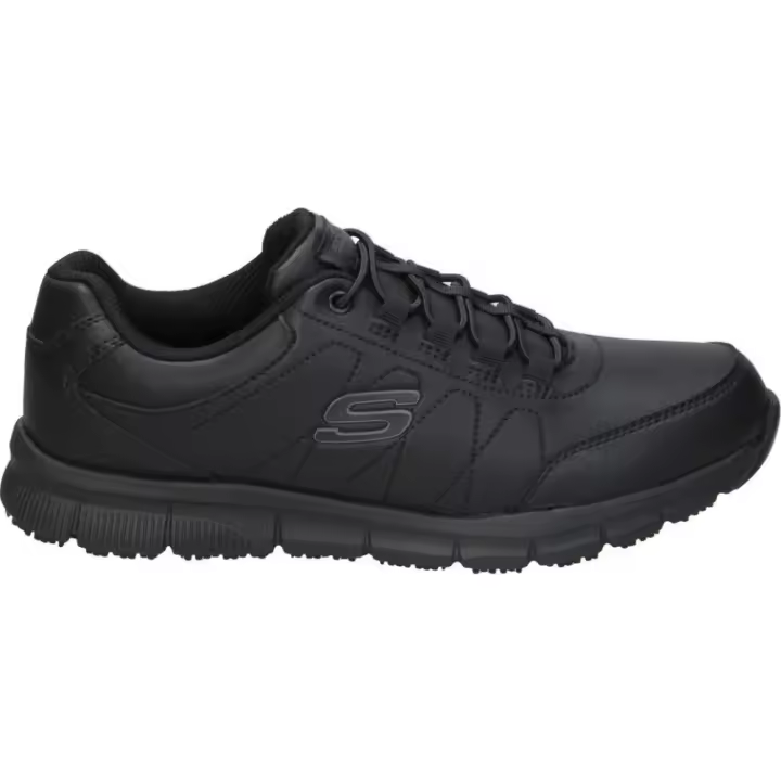 SKECHERS | Zapatos de Trabajo Skechers Work: Nampa Osil para Hombre – Zapatilla de Trabajo Negra con Cordones Elásticos – Suela Antideslizante – Memory Foam – Cómodas – Modelo 200272EC-BLK - 1