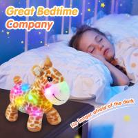 Juguete De Peluche Giraffe Suave 35cm Con LED Y Luz Interior Musical Regalo De Cumpleaños Para Niñas Y Niños Con Animal Brown - details 6
