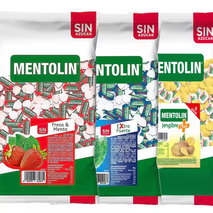MENTOLIN PACK 3 Kg caramelos sin azúcar duros Fresa Menta & Extra Fuerte & Plus Jengibre - 1