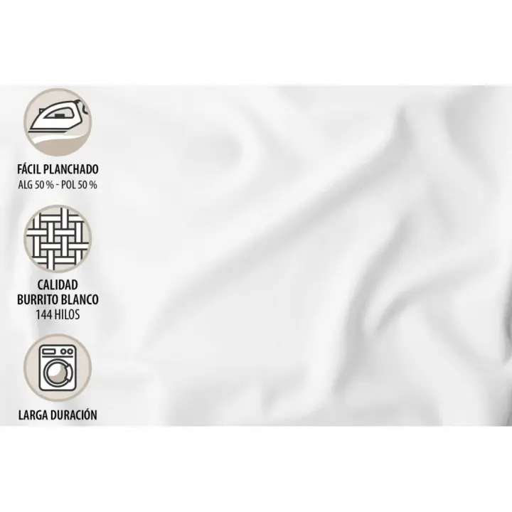 Burrito Blanco Juego de Sábanas 042 - Diseño Trenzado - Fibras Naturales - Tonos Cálidos - 1