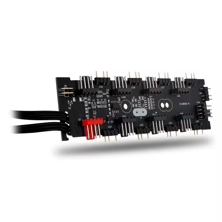 NOX XTREME PRODUCTS Hummer D-HUB - Hub de 18 Puertos ARGB y PWM para PC Gaming, Control de Ventiladores e Iluminación, Conexión SATA y Control Desde Placa, Color Negro - 1