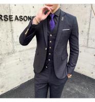 Traje De Tres Piezas Para Hombre Ajustado Con Chaleco Y Pantalones De Alta Calidad Tela De Arte Doble Hebilla Para Boda - details 18