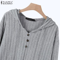 ZANZEA Vestido De Capucha Con Cuello V Y Manga Larga Estilo Casual Para Mujer Dress Maxi Otoño Invierno Cuello Redondo Suéter Drop-shoulder - details 10