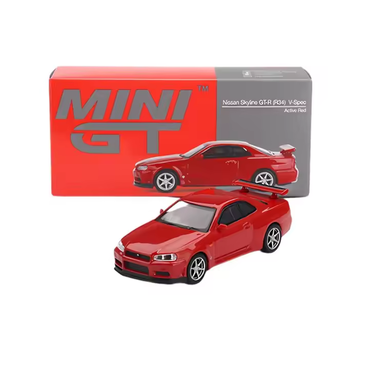 Mini GT Nissan Skyline GT-R (R34) V-Spec Active Red 1999 - 1