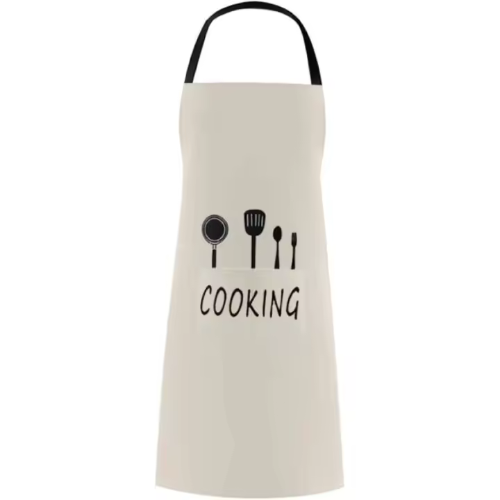 Delantal de Cocina con Bolsillo y Texto "Cooking" - Impermeable y Resistente para Barbacoa o Restaurante - 1