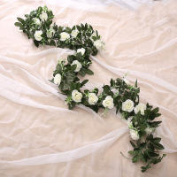 Vine De Rosas Artificiales De Seda Para Decoración De Pared Y Bodas Arreglo Floral Romántico Para Hogar Y Navidad Plantas Falsas Con Hojas - details 0