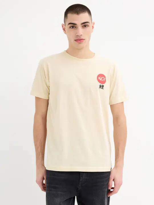 Camiseta Koi de algodón 100%, diseño frontal y gran carpa en la espalda con su historia INSIDE - 1