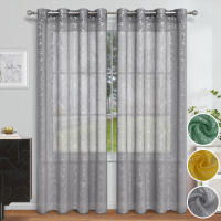 Cortina De Ventana Perforada Plata Caliente Semi-Blackout Para Sala De Estar Y Dormitorio Decoración Moderna De 1 Pieza - details 0