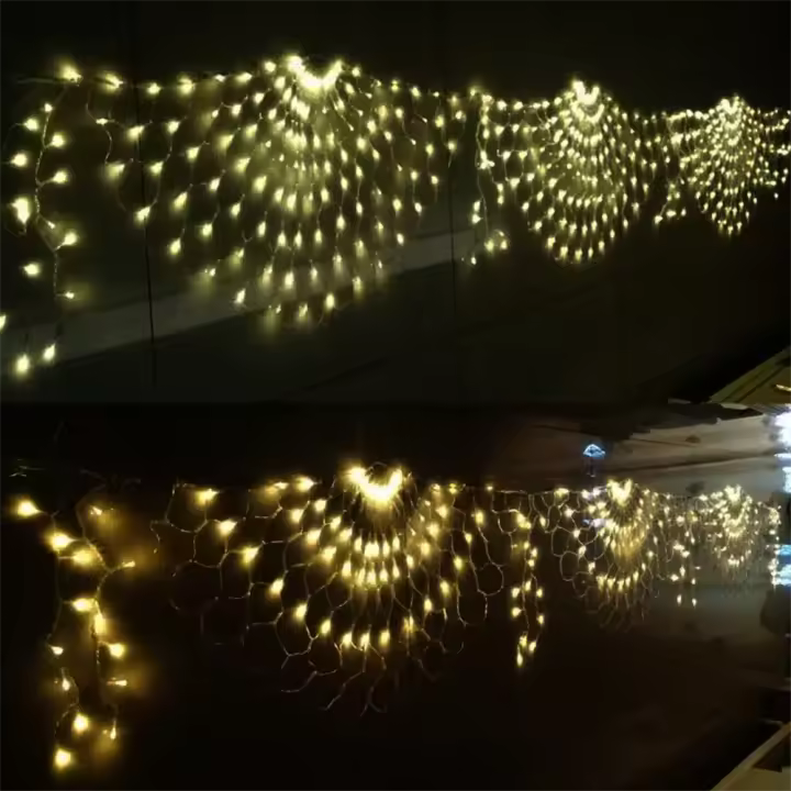 Luces De Hilo De Hadas LED Peacock Para Decoración De Fiestas Navidad Y Bodas 420 LED 3M Malla Exterior Garland Lámpara - 1