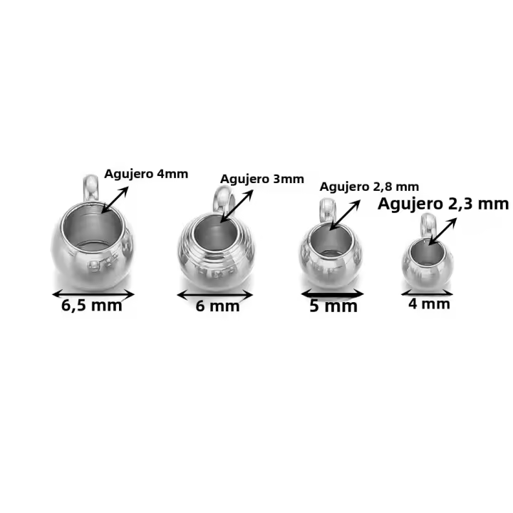20pcs Perlas De Acero Inoxidable Con Agujero Grande 2/3/4mm Colgantes De Charms Para Creación De Joyas DIY Color Oro - 1