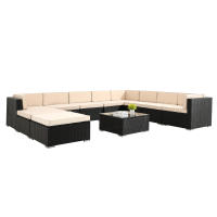 AREBOS Muebles de Jardín Polirratán Lounge |  Resistente UV | Negro | Lounge Cannes - details 7