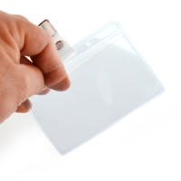 Office Box - Pack 10 Unidades. Funda Extra cristal para Tarjeta ID con Pinza metálica que no daña a ropa, Material Extra Rígido con Pinza Metálica Giratoria y broche. Disponible en Horizontal y Vertical. - details 2