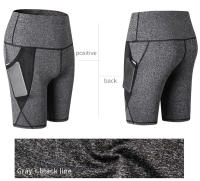 Shorts De Yoga Para Mujer Verano 2023 Cintura Alta Compresión Secado Rápido Running Fitness Con Diseño De Bolsillos - details 8