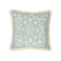 Funda De Cojín Decorativa Verde Con Estampado Geométrico Y Lazos Para Sofá Sala De Estar Dormitorio 100% Poliéster Lavable - details 6
