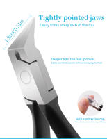Tijeras De Uñas Curvadas Y Anguladas Para Uso Profesional En Podología Corte Preciso De Uñas Gruesas Y Encarnadas Con Mango Antideslizante Incluye Cubierta Protectora - details 8