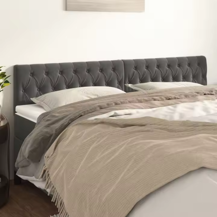 vidaXL Cabeceros 2 unidades de terciopelo gris oscuro 100x7x78/88 cm - 1
