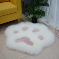 Alfombra De Plush Suave Con Patrón De Pata De Gato Rosa Para Sofá Mesa De Café Dormitorio Alfombra Antideslizante De Poliéster 100% - details 3