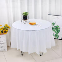 Mantel Redondo Blanco De Plástico Sin Costuras Elegante Sólido Para Fiesta Navidad Cumpleaños Boda Hotel Decoración Tamaño 213CM - details 3