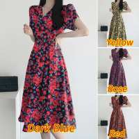 ZANZEA Vestido Midi Elegante Para Mujer Con Cintura Ajustada Estampado Floral Moda Coreana Manga Corta A-line Casual Fiesta - details 1