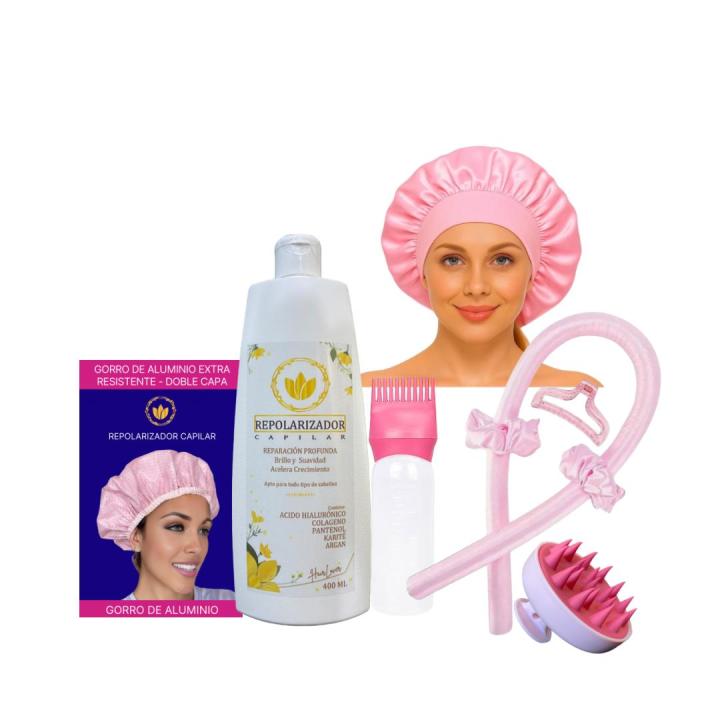 St. valentine's gift hair repolarization + 7 accessories. Intensive super hydration treatment - restructures the strand, restores shine and softness, eliminates frizz and stimulates growth 400ml