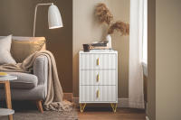 SoBuy FBT115-L-W Mesita de Noche Mesa Auxiliar Mobiliario de Salón Moderno con 3 Cajones Blanco ES - details 0