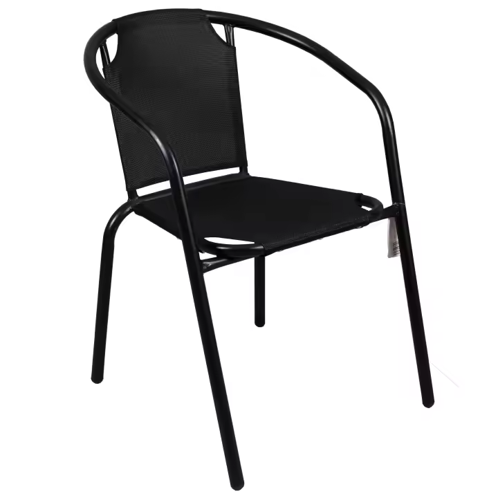 The Secret Home - Silla de Jardín en Lona Negra - Apilable - Resistente y Moderna - Ideal para Terraza y Balcón - 1