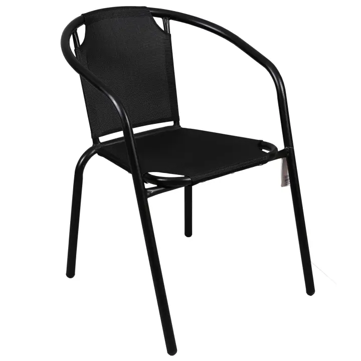 The Secret Home - Silla de Jardín en Lona Negra - Apilable - Resistente y Moderna - Ideal para Terraza y Balcón - 1