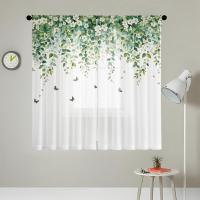 2 Piezas Cortinas De Ventana Decorativas Con Estampado De Planta Y Mariposa HD Digital Para Estilo Rústico Dormitorio Y Sala De Estar - details 5