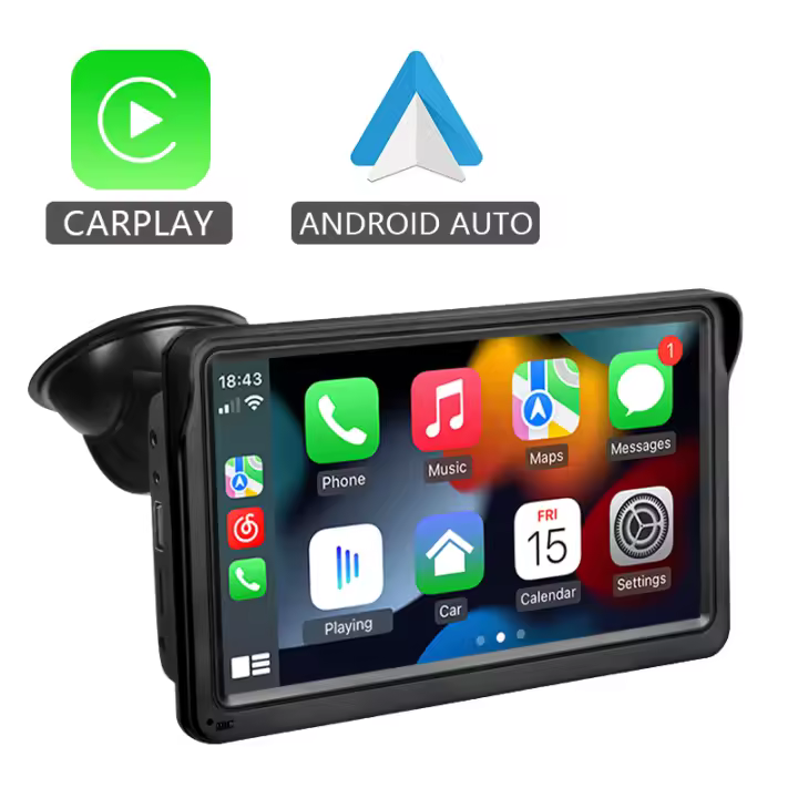 Hippcron 7 Pulgadas Reproductor De Radio De Coche Multimedia Con Video Player Wireless Carplay Y Android Auto Universal Portátil Pantalla Táctil - 1
