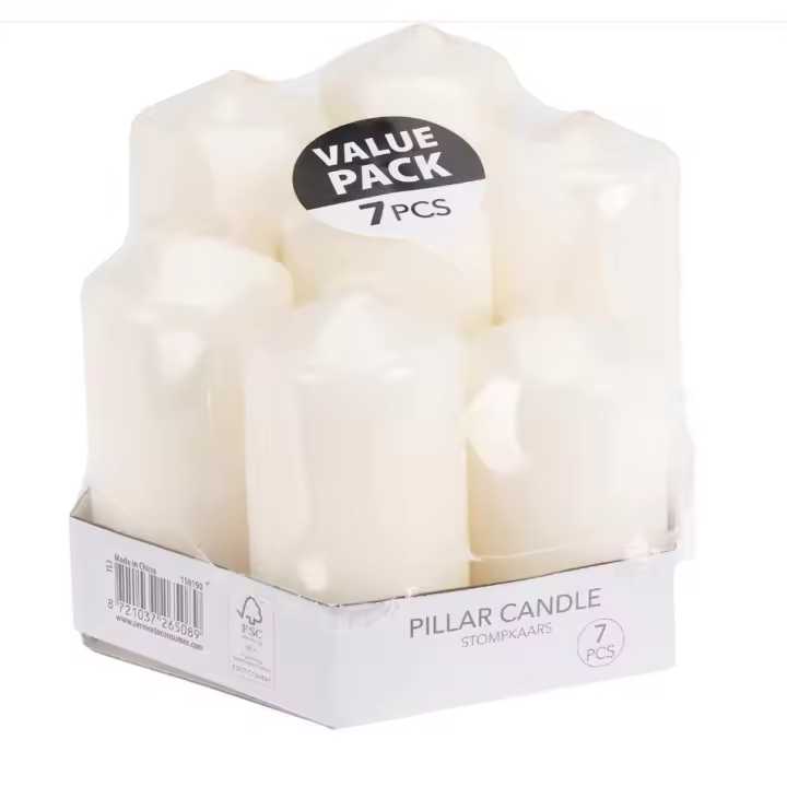 7 PACK PILLAR CANDLE -55*90MM-55*100MM-55*110MM-55*120MM-55*130MM-55*140MM-55*148MM-WAU!!! - 1