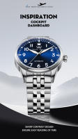 Reloj De Diversión WM Watch Welly Merck WM165 Para Hombre Resistente Al Agua 200M Serie Piloto Mecánico Automático Con Cristal De Zafiro Marcas Arábigas Acero Inoxidable - details 1