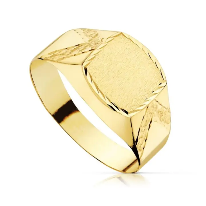 SM JOYEROS Sello de Oro 18k Cadete Tallado 9x9 Mm - 1