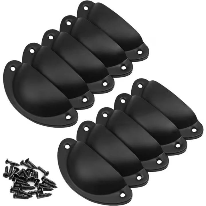 Juego de 10 Tiradores pomo de Puerta de 98mm, decoración para muebles y bolsillos, color Negro - 1
