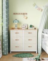 Cómoda infantil con 6 cajones, resistente al agua, ideal para dormitorio, entrada y salón, color beige o gris - details 1