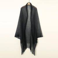 Bufanda De Moda Para Mujer Con Manga Murciélago Y Corte Outfit Dorado Plata Para Fiesta Verano Casual Larga 100*52cm Tassel - details 5