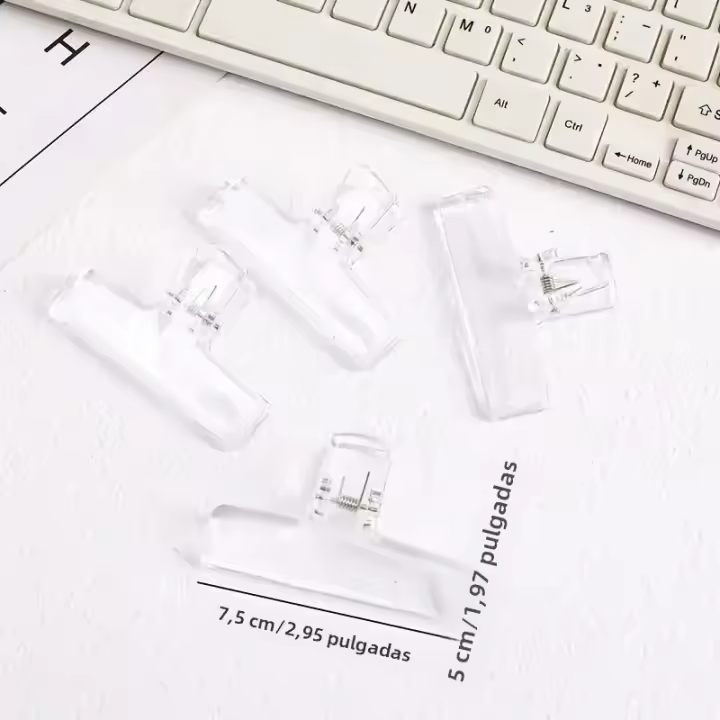 Carpeta De Gel Transparente Para Estudiantes Clip De Papel Largo De Acrílico Clase De Almacenamiento De Hielo 4 Piezas - 1