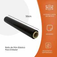 Film Negro de Embalaje para Palets, Mudanzas y Envíos 50cm Resistencia Industrial de Estiramiento (23 micras) - details 1