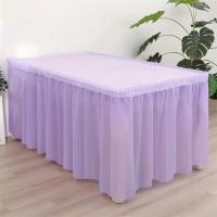Juego De Mantel Desechable En Color Sólido Con Falda De Mesa Para Rectangular Cubierta De Papel Para Fiesta - details 2