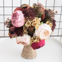 Gran Bouquet De Flores Artificiales Peonía Roja En Seda Alta Calidad Decoración Para El Hogar Adecuado Para Bodas Y Navidad - details 2