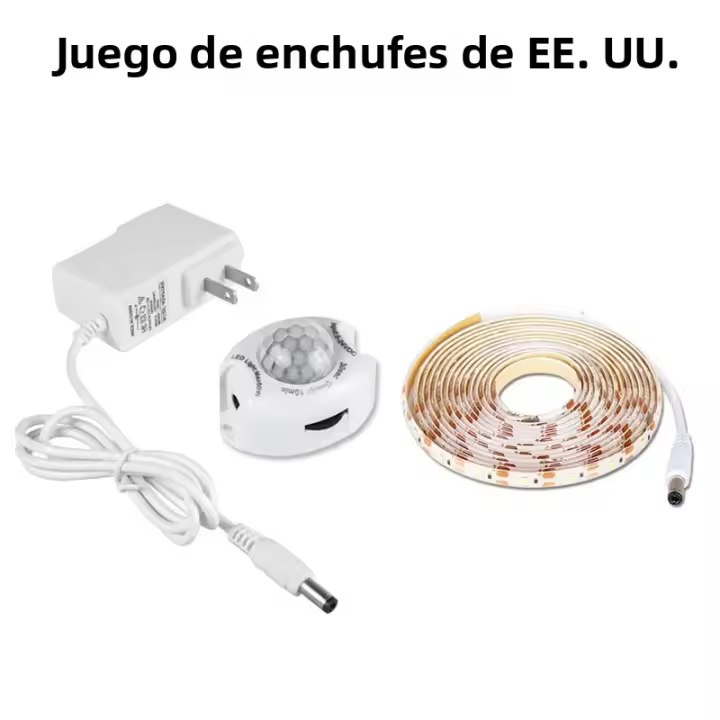 Tira De Luz LED Con Sensor De Movimiento DC 12V Impermeable Para Iluminación De Gabinetes De Cocina Y Dormitorios Adaptable Con Adaptador De Potencia US EU - 1