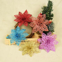 Decoración De Navidad Rosa Artificial Brillante 5/10pcs Flores Para Wreath Accesorios De Colores Adornos Para El Hogar DIY Noel - details 6