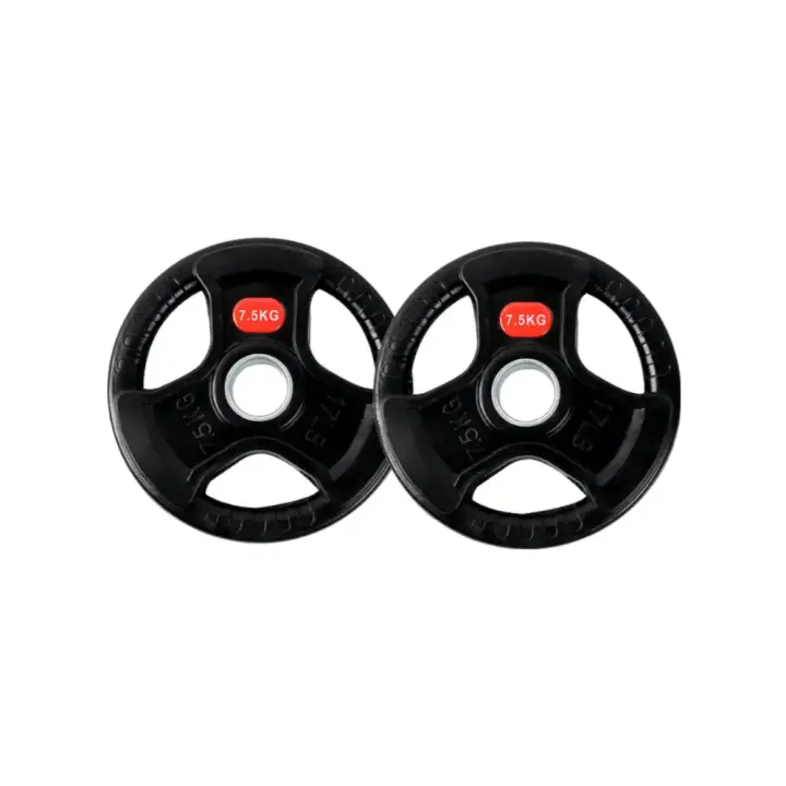 Ozio Fitness 2 Discos de Pesas 7,5 kg 30 mm de 3 agarres con Recubrimiento de Caucho Musculación - 1